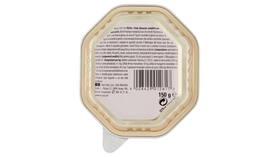 Cesar, Cibo Cane Umido Bocconcini di Tenero Vitello e Pollo