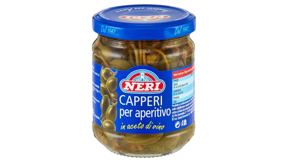 Neri, capperi medi in aceto di vino