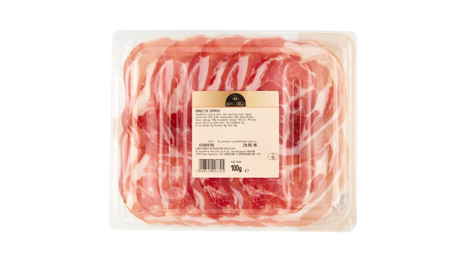 Salumificio San Carlo, gli Affettati pancetta coppata a fette