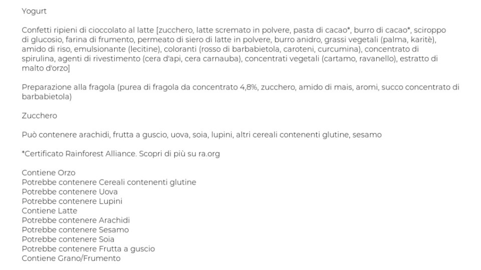 Nestlè, Fruttolo Smarties yogurt alla fragola