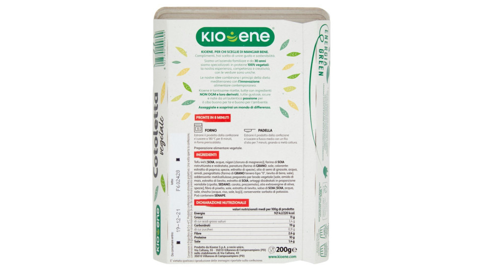 Cotoletta vegetale Kioene