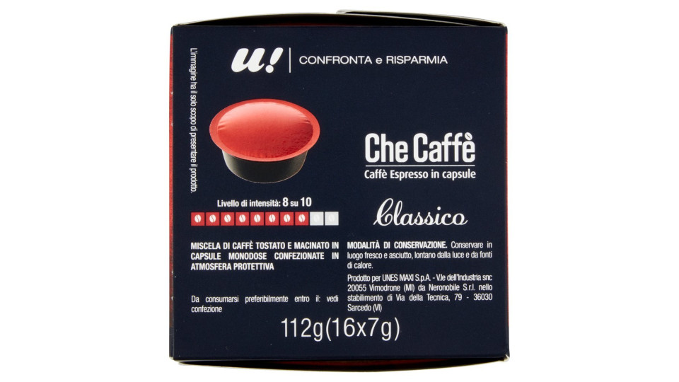 16 CAPSULE CHE CAFFE' CLASSICO Compatibili Sistema LAVAZZA A Modo Mio U! Confronta&Risparmia