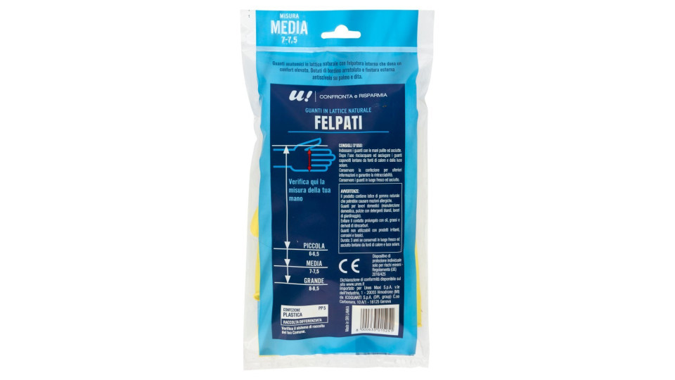 Guanti felpati in lattice naturale misura media 7-7,5 un paio U! Confronta & Risparmia