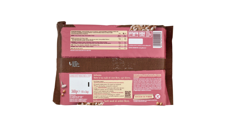 ZeroGrano - Cracker Integrale, Senza Glutine, Pacco da  10X36 g, totale: