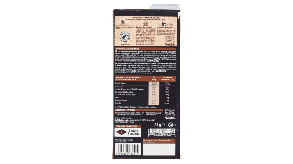 NERO PERUGINA Fondente Extra Nocciole tavoletta di cioccolato fondente con nocciole