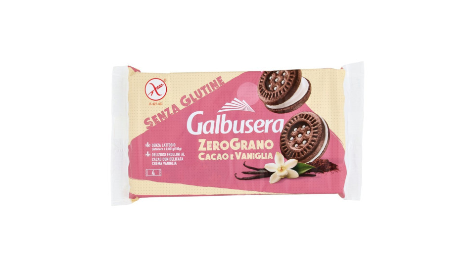 Galbusera ZeroGrano Frollini al Cacao e Crema di Vaniglia senza glutine