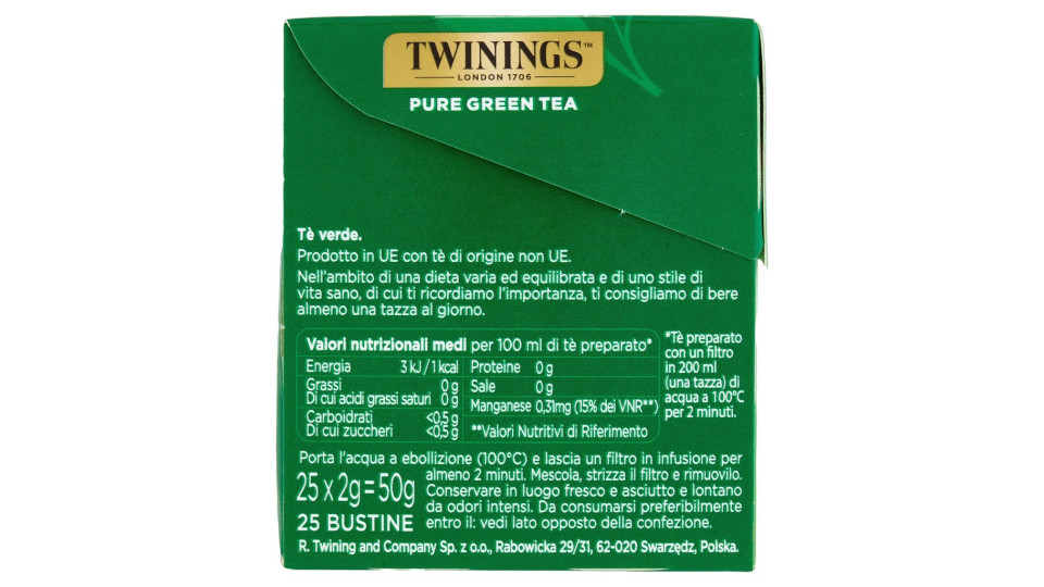 Twinings, Pure Green tea 20 filtri