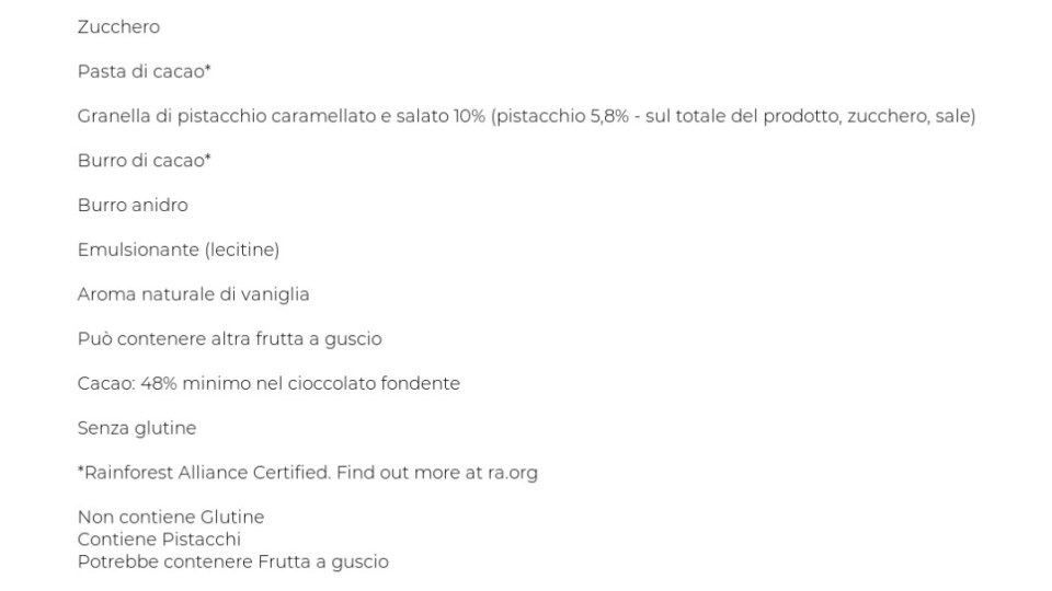 NERO PERUGINA Fondente Extra Pistacchio tavoletta di cioccolato fondente con granella di pistacchio