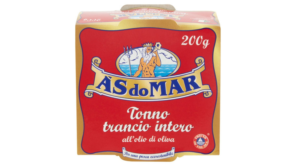 AsDoMar - Tonno Trancio Intero, all'Olio di Oliva, Pacco da  2X100 g, totale: