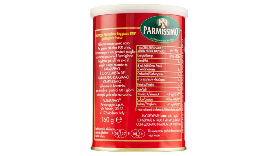 Parmissimo Parmigiano Reggiano DOP grattugiato fresco