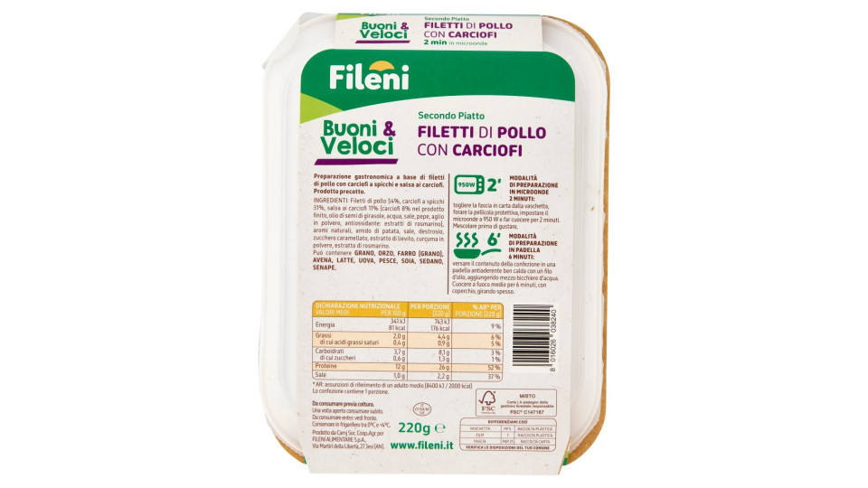Filetti di pollo ai carciofi