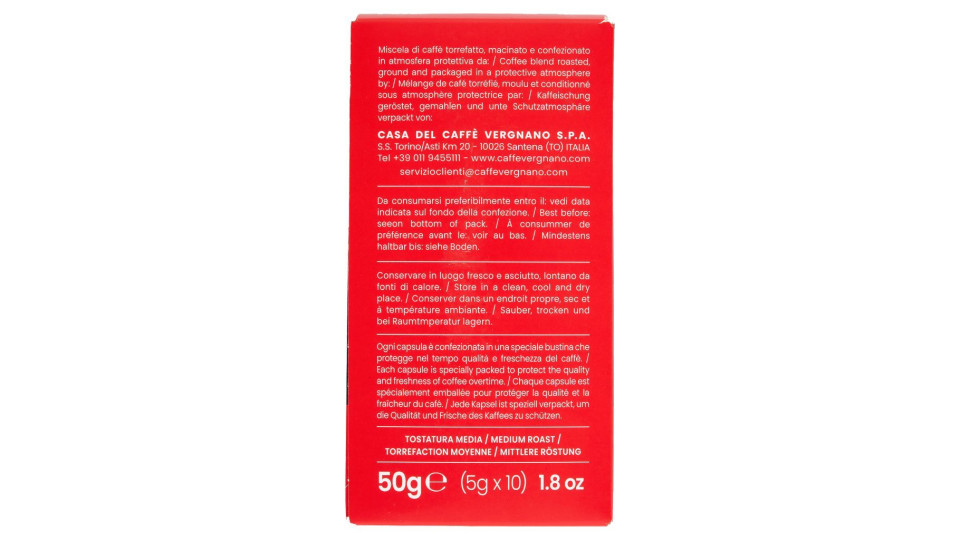 Caffè Vergnano 1882 Èspresso1882 Lungo Intenso 10 Capsule Compatibili Nespresso