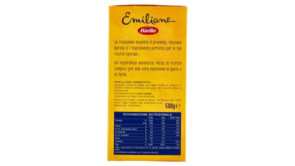 Barilla Emiliane Lasagne Sottili