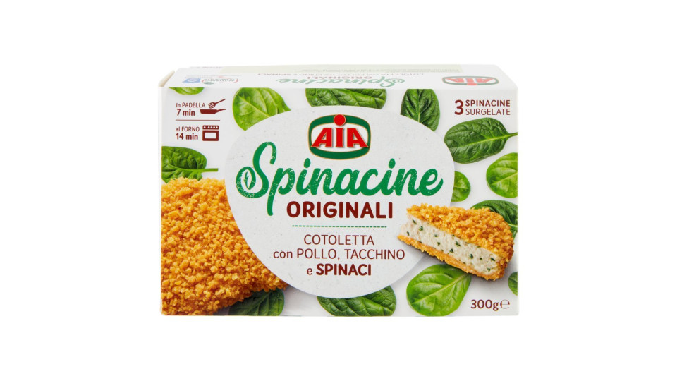 Aia Spinacine Cotoletta con Pollo e Tacchino e spinaci in foglia surgelato
