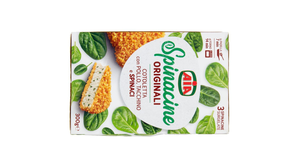 Aia Spinacine Cotoletta con Pollo e Tacchino e spinaci in foglia surgelato