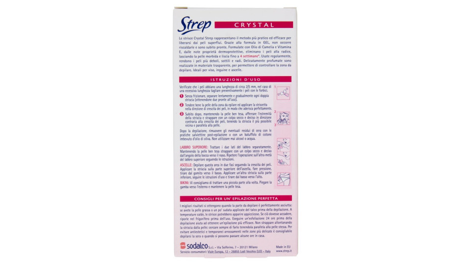 Strep Crystal Strisce depilatorie viso e parti delicate 20 strisce +
