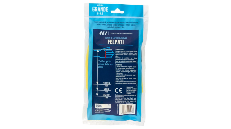 Guanti felpati in lattice naturale misura grande 8-8,5 un paio U! Confronta & Risparmia