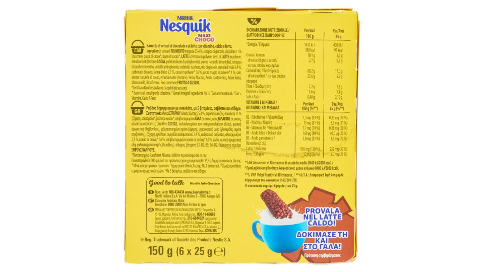 NESQUIK MAXICHOCO Barretta di cereali integrali al cioccolato