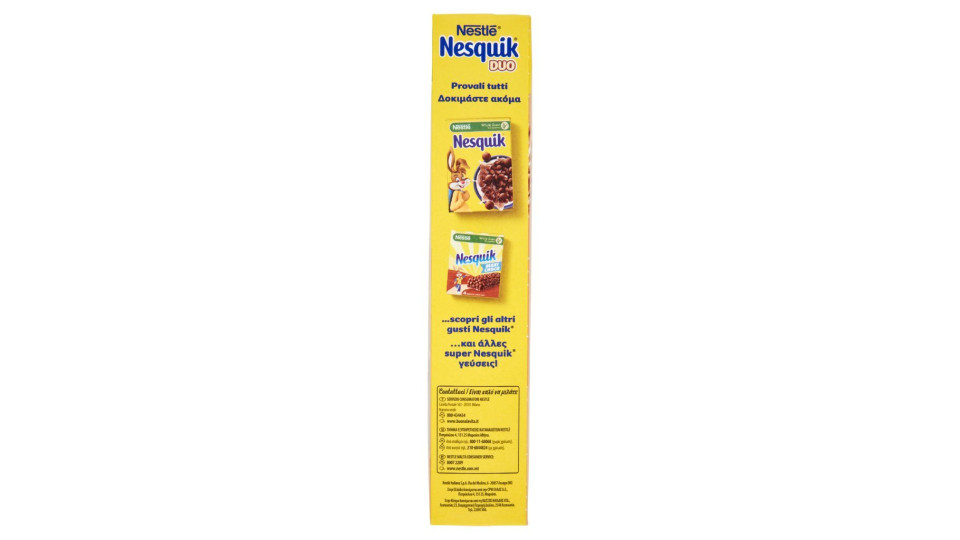 NESQUIK DUO Palline di cereali al cioccolato e palline ricoperte di cioccolato bianco