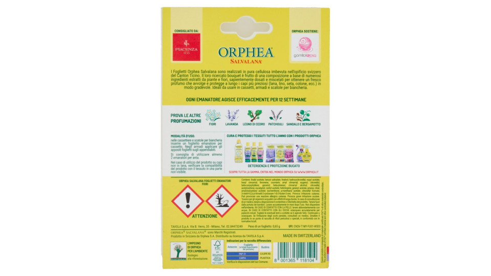 Orphea Salvalana Foglietti per Cassetti e Armadi al Profumo di Fiori