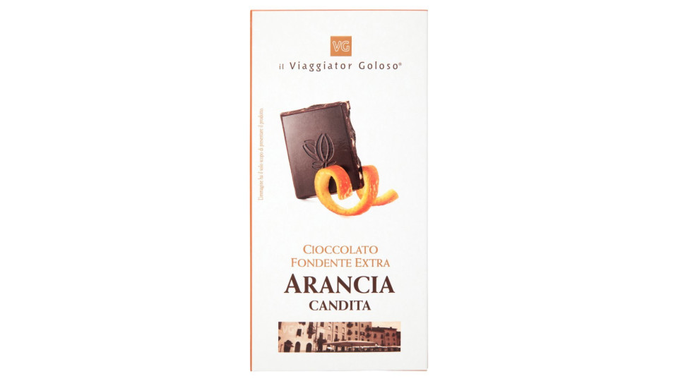 CIOCCOLATO FONDENTE EXTRA ARANCIA CANDITA il Viaggiator Goloso