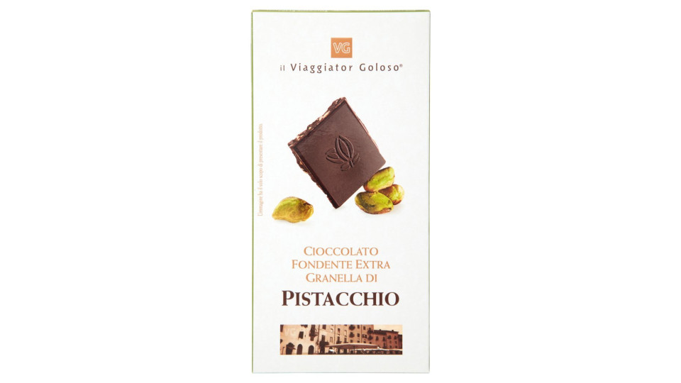 CIOCCOLATO FONDENTE EXTRA GRANELLA DI PISTACCHIO il Viaggiator Goloso