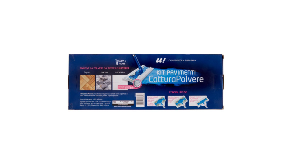 CATTURA POLVERE KIT PAVIMENTI 1 SCOPA+ 8 RICAMBI U! Confronta & Risparmia