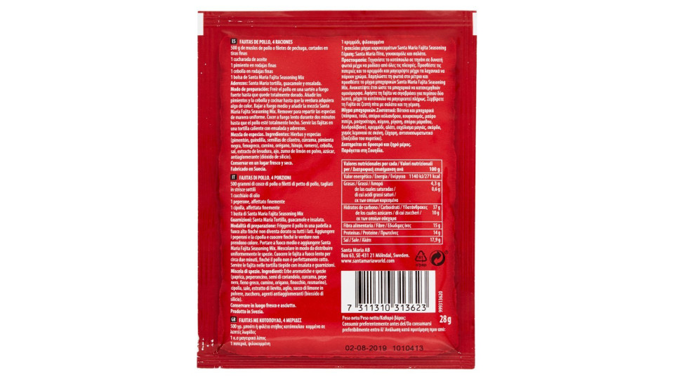 Santa Maria Seasoning mix for Fajita Original Medium