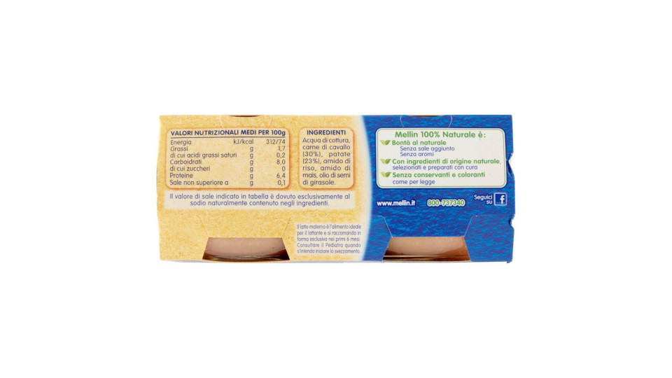 Mellin Cavallo e patate Omogeneizzato con Carne e Patate