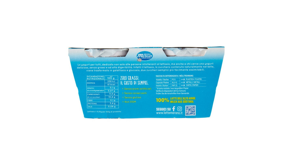 Bella Vita free zero grassi Yogurt Magro More e Mirtilli