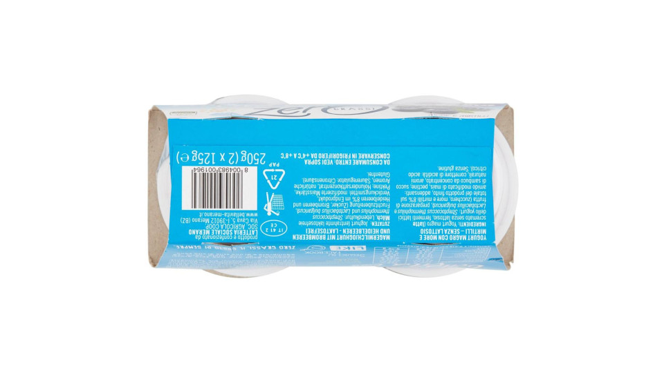 Bella Vita free zero grassi Yogurt Magro More e Mirtilli