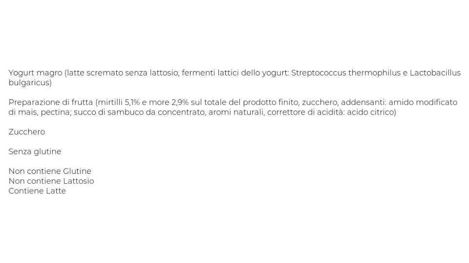Bella Vita free zero grassi Yogurt Magro More e Mirtilli