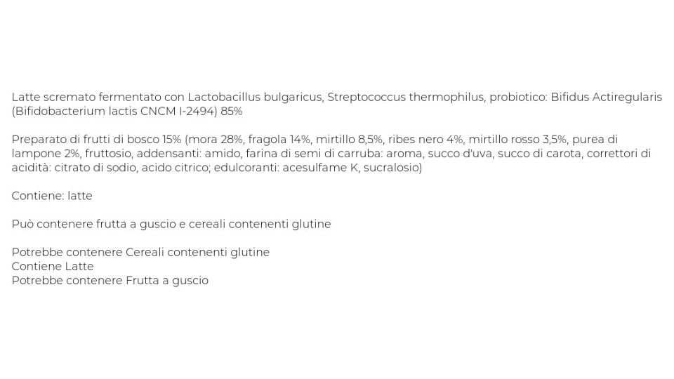Activia 0% Grassi Frutti di bosco in pezzi