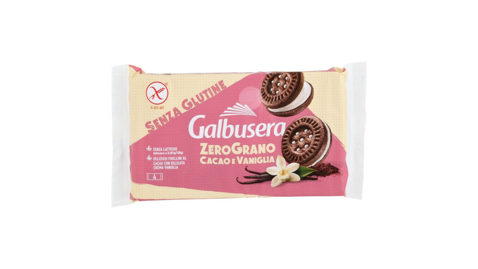 Galbusera ZeroGrano Frollini al Cacao e Crema di Vaniglia senza glutine