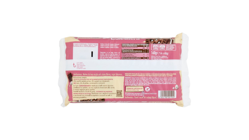 Galbusera ZeroGrano Frollini al Cacao e Crema di Vaniglia senza glutine