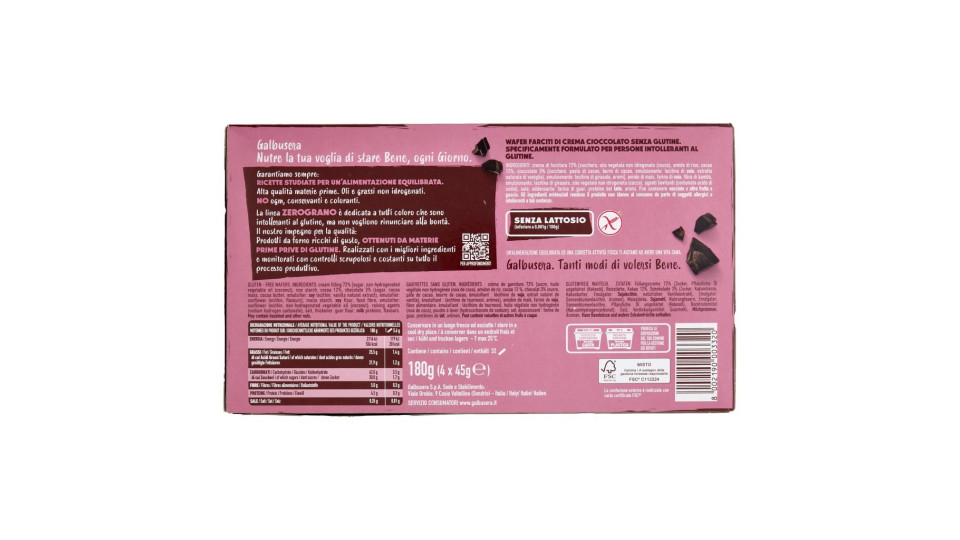 Galbusera ZeroGrano Wafer con Cioccolato