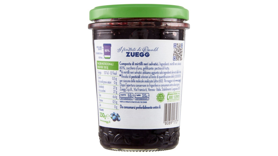 Zuegg 100% da Frutta Mirtilli Selvatici