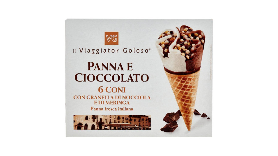 6 CONI PANNA E CIOCCOLATO con Granella di Nocciola e Meringa il Viaggiator Goloso