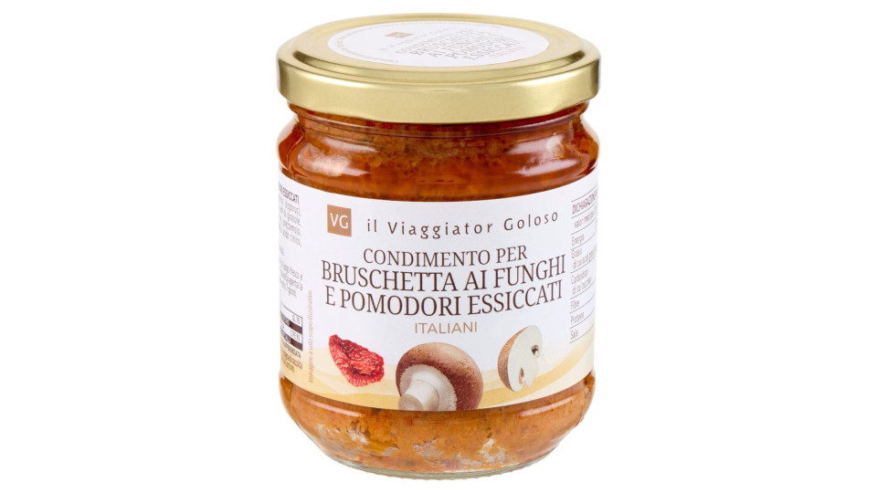 BRUSCHETTA CON FUNGHI E POMODORI ESSICCATI 180 GR il Viaggiator Goloso