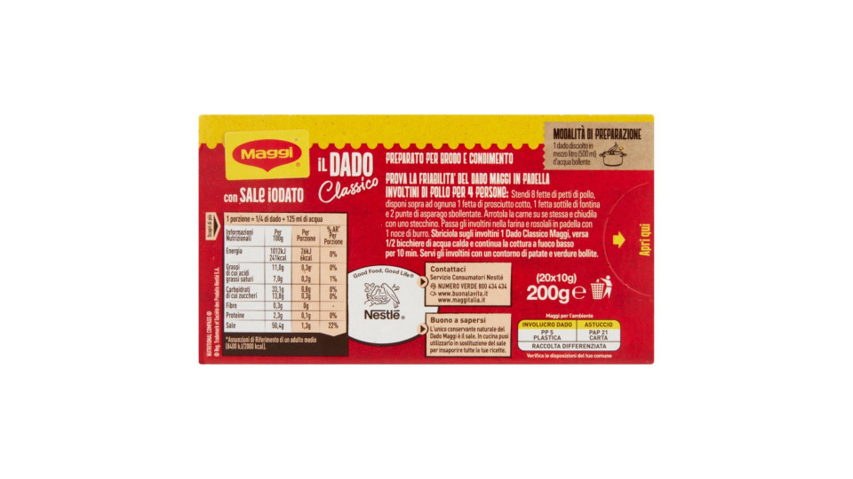 DADO GUSTO CLASSICO Preparato per brodo 200g (20 dadi)