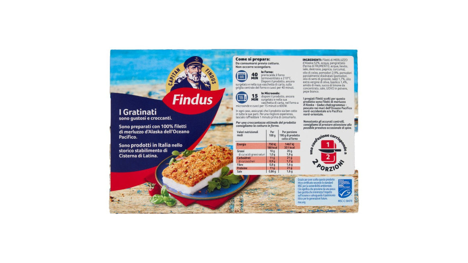Findus I Gratinati Merluzzo d'Alaska con Pomodoro e Basilico