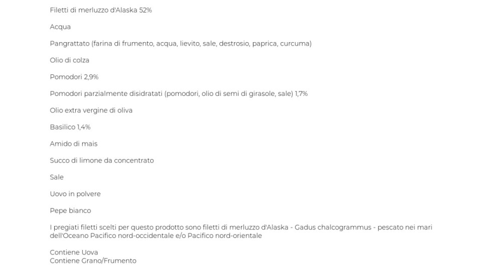 Findus I Gratinati Merluzzo d'Alaska con Pomodoro e Basilico