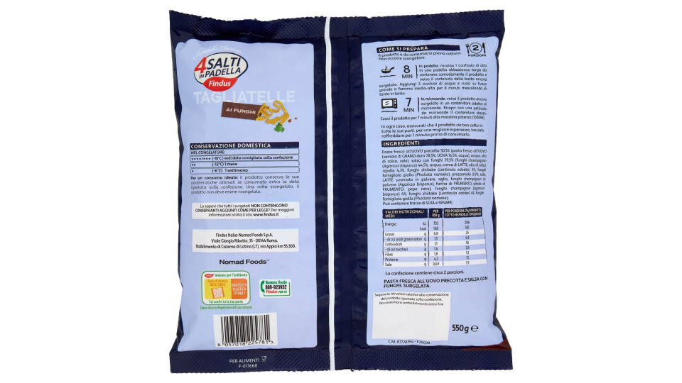 Findus 4 Salti in Padella Tagliatelle ai Funghi Porcini e Champignon