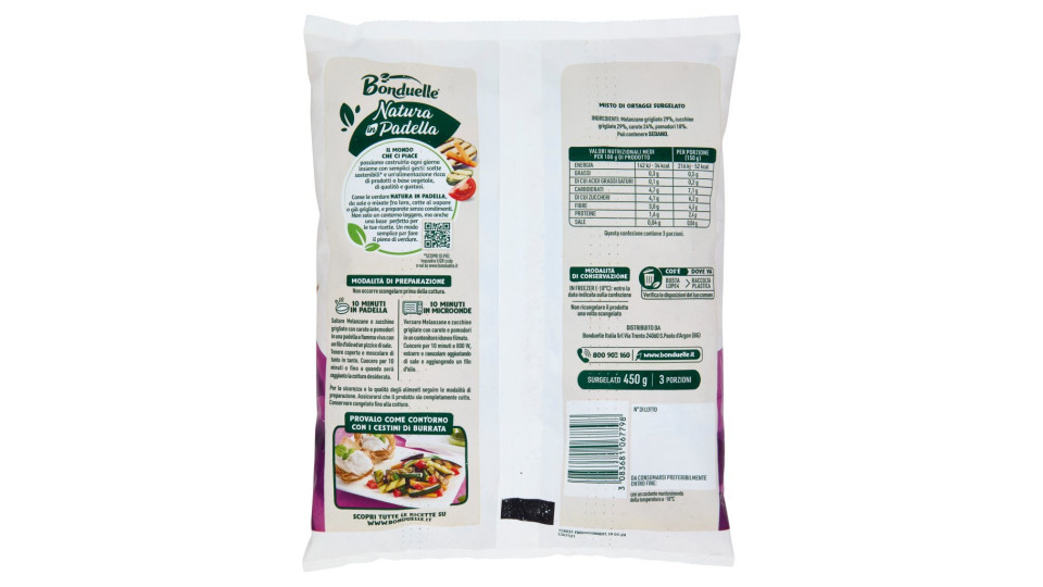 Bonduelle Natura in Padella Melanzane e zucchine grigliate con carote e pomodori Surgelato