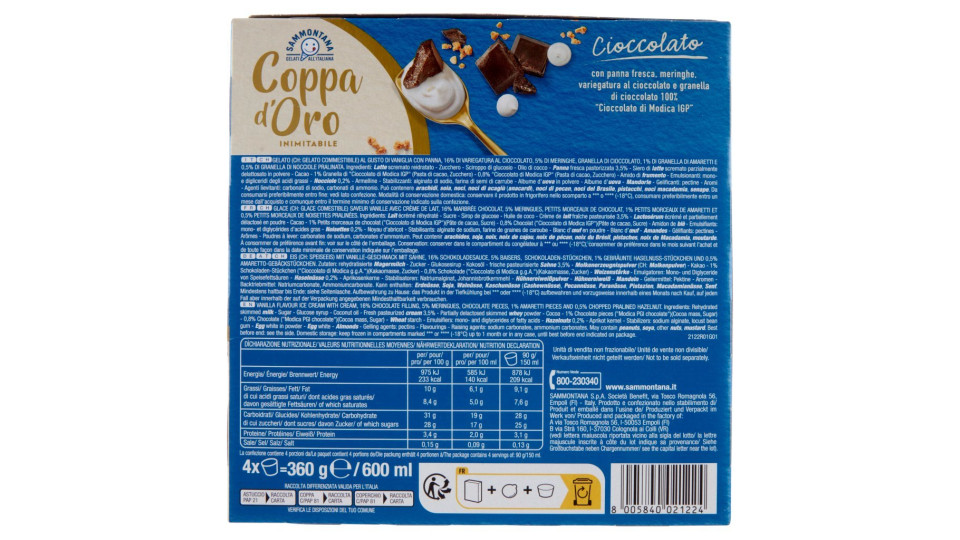 Sammontana Coppa Oro Cioccolato 4 coppe