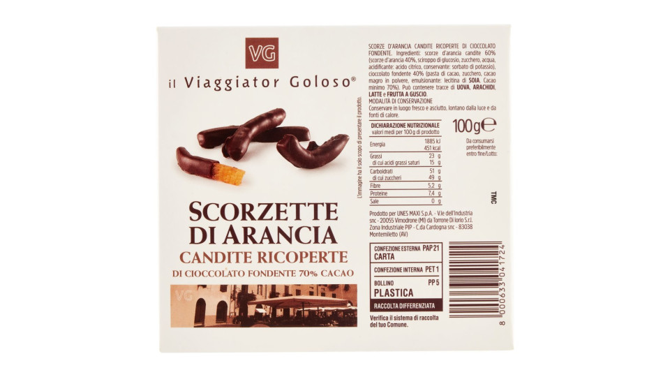 SCORZETTE D'ARANCIA CANDITE ricoperte di cioccolato il Viaggiator Goloso