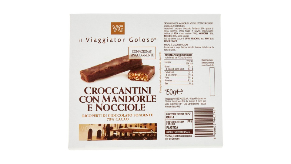 CROCCANTINI DI MANDORLE E NOCCIOLE ricoperte di cioccolato il Viaggiator Goloso