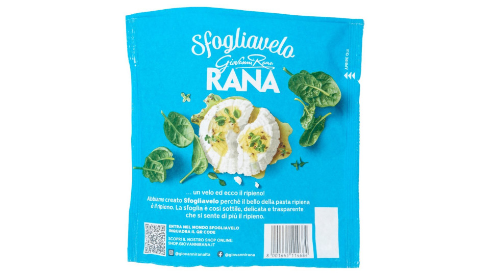 Rana sfogliavelo ricotta e spinaci