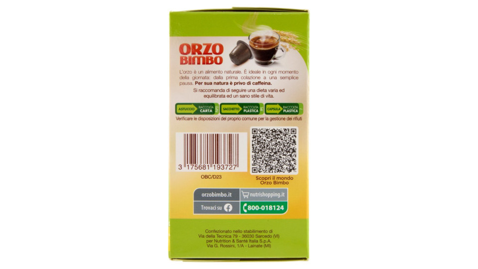 Orzo Bimbo Orzo 100% 10 capsule