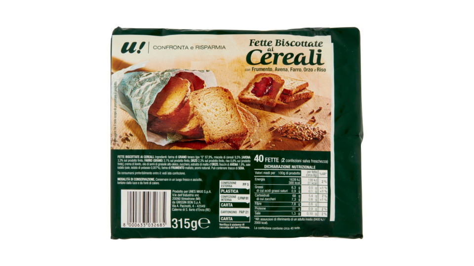 Fette Biscottate Ai Cereali 40 Pezzi